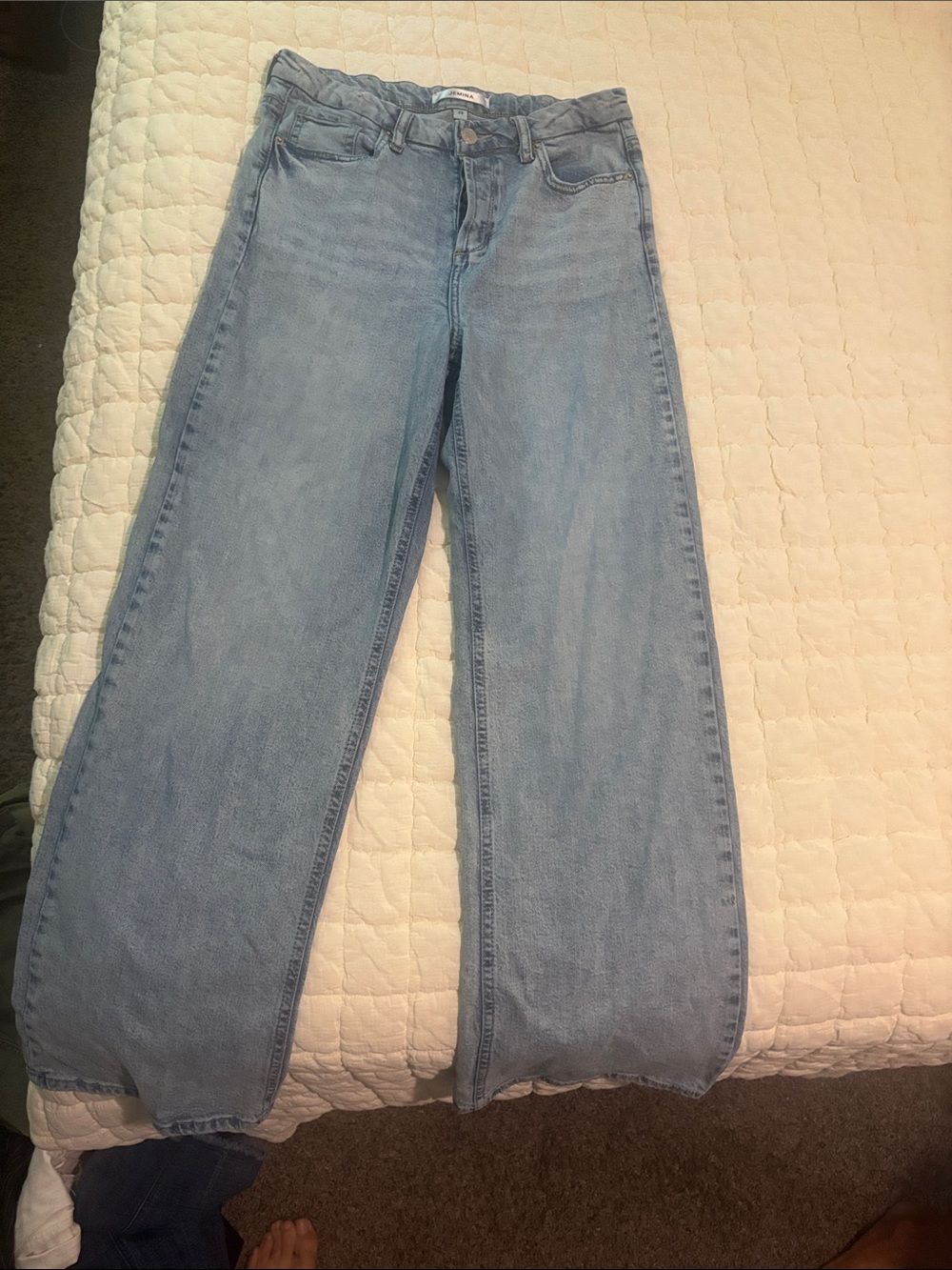 Light Blue Wide-Leg High-Rise Jeans for Women